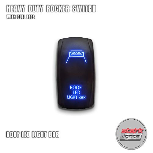 ROOF LED LIGHT BAR – Blue – STARK 5-PIN Laser Etched LED Rocker Switch Dual Light – 20A 12V ON/OFF