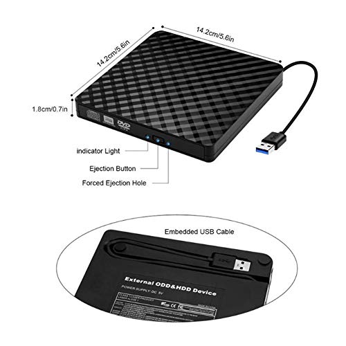 BAUBEY External DVD Drive,USB 3.0 Slim Portable High Speed Data Transfer Writer Recorder CD DVD +/-RW Drive Burner for Windows 10/8/7 Laptop Computer Mac MacBook Pro Air iMac HP Dell Asus Acer Lenovo - Thumbnail 5