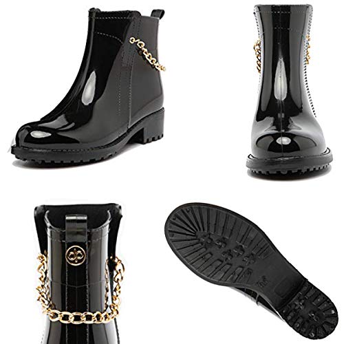 dripdrop Women's Ankle Rain Boots Waterproof Slip On Glossy Short Booties Girls Footwear