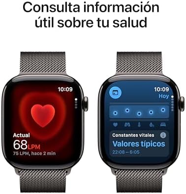 Watch Series 11 GPS+Cellular con Caja de Titanio en Color Pizarra de 46 mm y Pulsera Milanese Loop Color Pizarra-Talla M/L.Calidad del Sueño,monitores de entreno y Salud,Pantalla Siempre Activa