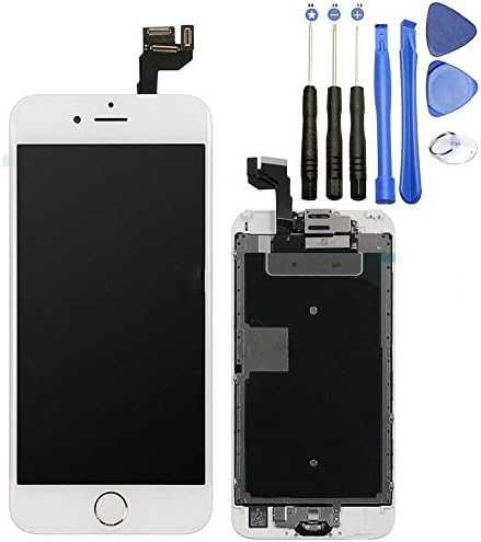 For iPhone 6s 4.7inch LCD Display Screen Touch Digitizer Full assembly Replacement with 3D Touch Panel, Home Button(Without Touch ID), Front Camera, Ear Speaker (Not For iPhone 6) (White)