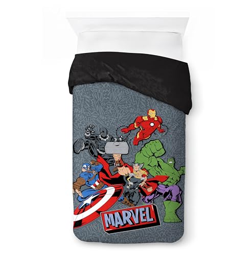 Jay Franco Kids Marvel Avengers Duvet Cover Set - Super Soft Bedding with Pillow Case, Cover Only, Comforter Not Included, Grey, 2 Pieces, Twin