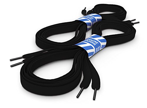Black Flat Shoelaces 5/16" shoe laces For Sneakers and Converse - 2 Pack / 40" inches (102 cm)