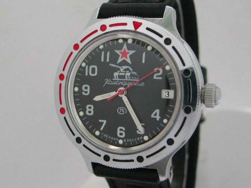 VOSTOK BLACK KOMANDIRSKIE Soviet MILITARY AUTO Watch TANK #03