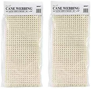 Commonwealth Basket Cane Webbing 1/2-Inch Fine Open Mesh 18-Inch by 18-Inch, Natural (Twо Расk)
