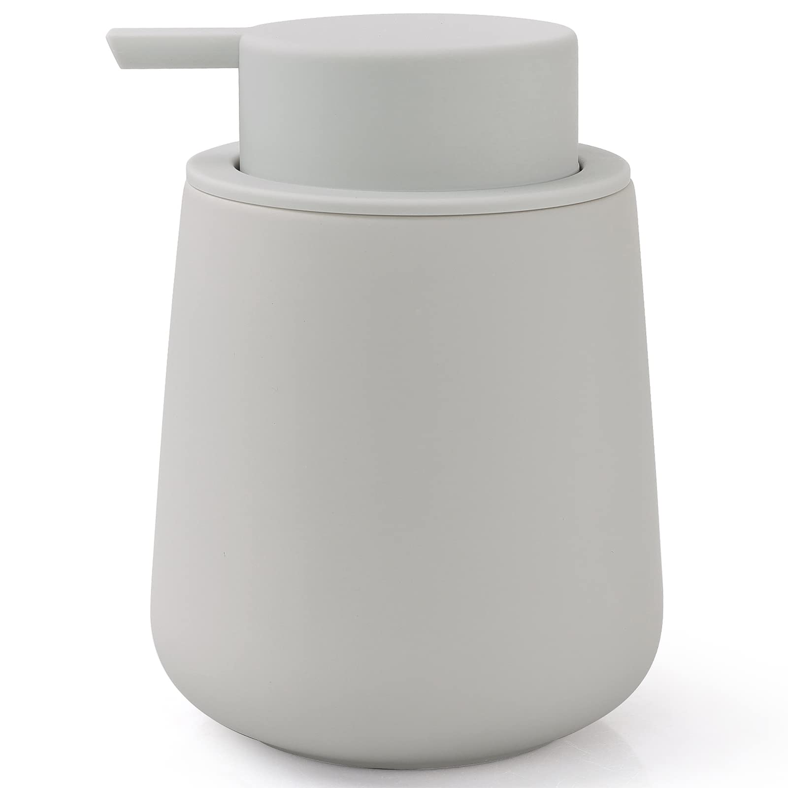 Photo 1 of Bosilunlife Soap Dispenser Bathroom - Light Grey Ceramic Soap Dispenser Lotion Pump Dish Soap Dispenser for Kitchen 12oz Refillable Liquid Hand Wash Dispenser for Bathroom (Rubber Paint)