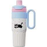 ZZT 26 OZ Stainless Steel Tumbler With Ceramic Coated Interior with Handle and Straw,Leak Proof,Stainless Steel Insulated Mug,Gifts for School,Work,Home (Cute Cat)