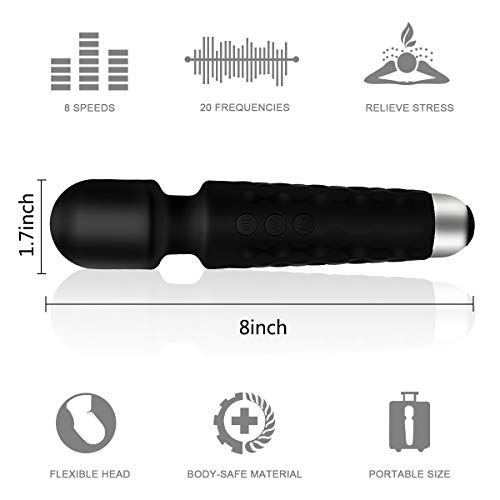 PALOQUETH Rechargeable Wand Massager Electric Full Body Massager, Deep Tissue Massage for Muscles Neck Shoulder Back Leg Foot, Wireless Handheld Magic Massager Great Relax Christmas Gift for Women/Men - Thumbnail 3