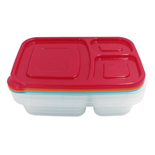 Hippih 4-PACK Bento Lunch Boxes with Lids - Stackable, Reusable, Microwave, Dishwasher & Freezer Safe