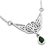 Simulated Emerald Green Glass Teardrop Sterling Silver Celtic Knot Necklace 18