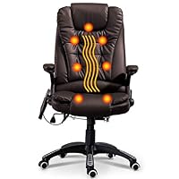 Massage Chair Office Swivel Executive Ergonomic Heated Vibrating Chair for Computer Desk(Brown)
