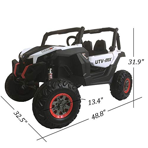 Dporticus 12V Cool Kids Electric Off Road Vehicle Ride On Driving Toy Car with Two Seater Remote Control for Boys,White - Thumbnail 6