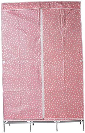 DIY Furniture Two Door Collapsible Wardrobe Organizer, Storage Rack for Kids and Women, Clothes Cabinet, Bedroom Organiser (Polka Dots, 8 Shelf)