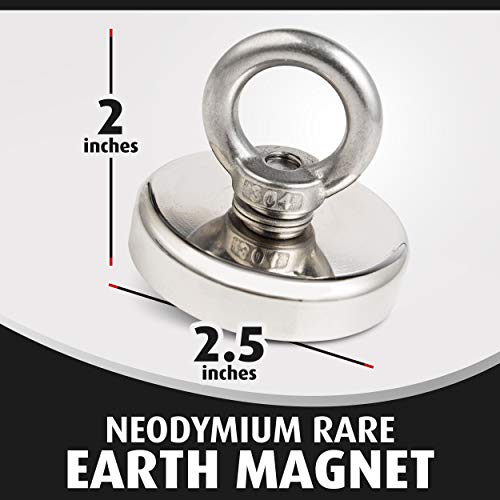 Fishing Magnet (350 lb), Powerful Neodymium Fishing Magnets, Enjoy Magnet Fishing with Durable Salvage Magnet, Earth Magnets, Fishing Magnets with Eyebolt, Super Magnetic