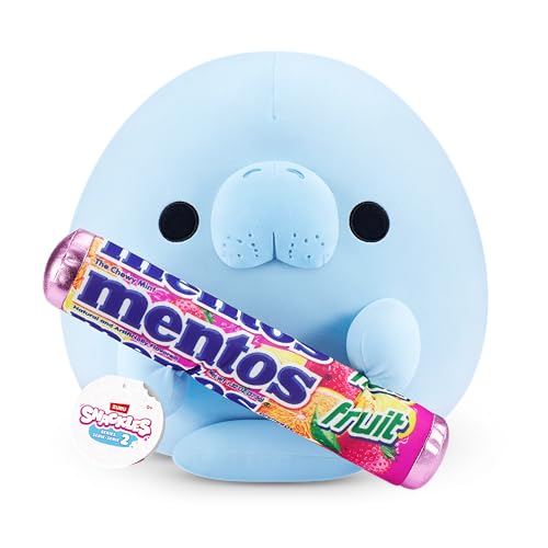 Snackles Series 2 Wave 2, Snack Swap, Sea Cow, Manatee, 35 cm Cuddly Squishy Comfort Plush with License Snack Brand Accessory (Sea Cow, Mentos)
