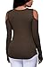 FARYSAYS Women's Sexy Cold Shoulder Blouse Lace-Up Ribbed Tops ArmyGreen
