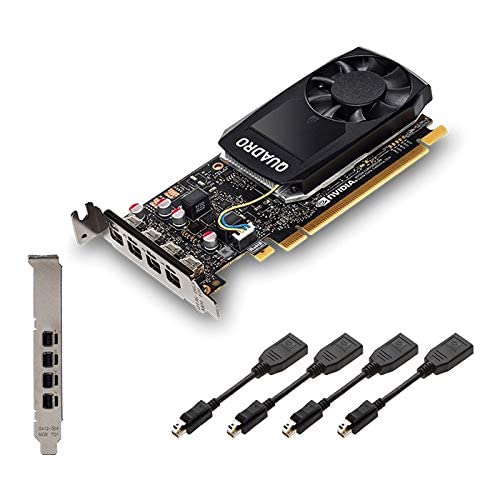 Nvidia Quadro P1000 4GB GDDR5 4x Mini DisplayPort Low & High Profile PCIe Express Professional Graphic Card – Black – Includes 4 Display cables - New OEM Plain Box (Renewed)