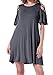 CALIPESSA Women's Cold Shoulder Pockets Loose Swing Casual Short T Shirt Dress