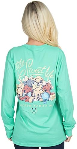 Lauren James L/S TSL:Puppies Seafoam L Womens Shirt