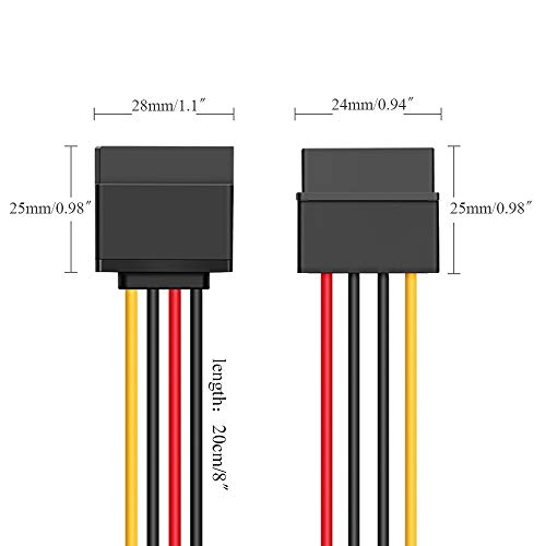 15Pin SATA Power Y Splitter Cable, Dayree 3pcs 8 Inch 15-Pin SATA Male to 2X 15-PIN Female Power Extension Cable Adapter for HDD Hard Drive