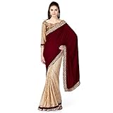 Angel Shoppe Women's Brasso/Velvet Saree With Blouse Piece Free Size Purple (Free size)