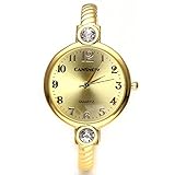 Top Plaza Elegant Fashion Women's Grils' Retro Bracelet Bangle Wrist Quartz Watch, Gold Tone