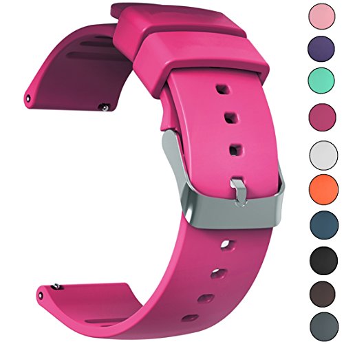 IELIELE Compatible 20mm Watch Band, Waterproof Replacement Wristbands Straps for Samsung Gear S2 Classic/Withings (Nokia) Steel HR 40mm/ Galaxy Watch 42mm(Rose Red, 20mm)