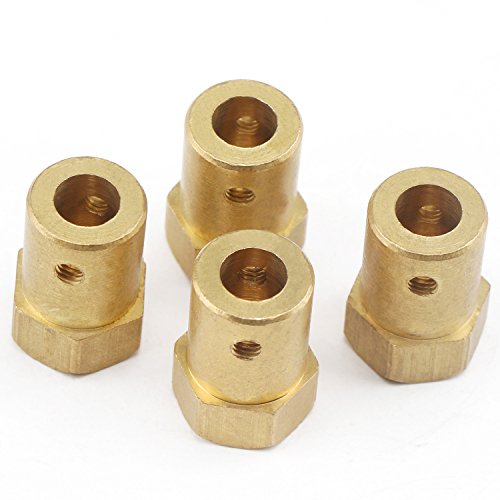 DROK 4pcs 6mm Shaft Antirust Brass Hex Nuts, High Hardness Flexible DC Gear Reduction Motor Coupling Nut for Small RC Car Robot