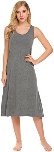 Keelied Women Ladies Sleeveless Long Nightdress Nightwear Nightgown Nightshirts Tank Dress Black Blue Grey
