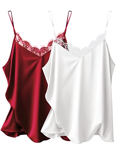 Ekouaer Women's Camisole Lace Basic Top Satin