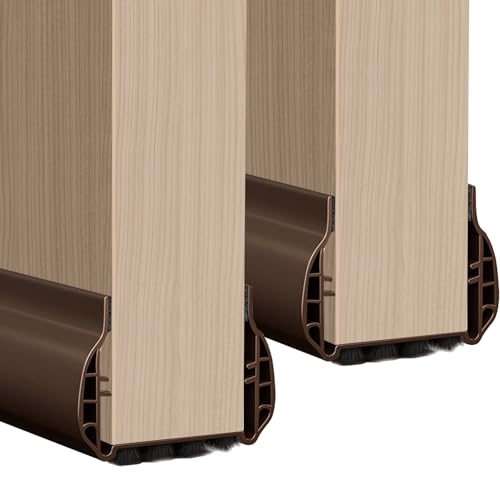 ISTENTINFY Guardapolvo y Protector para Puerta, 2 Piezas Cubre Polvo y Tira de Sellado para Puerta Exteriores e Interiores, Reduce el Ruido, Bloquea el Polvo y el Aire Frío, Marrón
