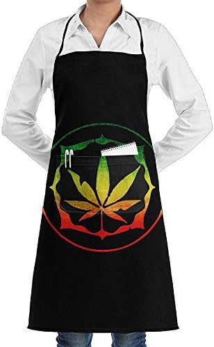 Weed Canabbis Jamaica Cooking Kitchen Bib Apron Durable Comfortable With Front Pocket