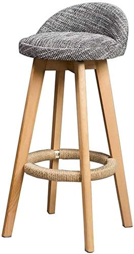 HOMRanger Barstool Bar Chair Furniture Grayish White Bar Stool Modern Style Bar Chair for Kitchen Breakfast Rotating Stool Wooden Legs (Sitting Height: 73CM) Dining Chairs