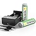 YONTEX [2 Pack] 3.7V 3600mAh 18650 Lithium Rechargeable Batteries with 1 USB 2-Bay Battery Charger and 1 Battery Storage Case [ More Power, Lighter Life ]