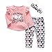 3Pcs Baby Girl Clothes Long Sleeve Letter You Make Me Smile Tops Geometric Pants and Headband Outfit Set (12-18 Months)