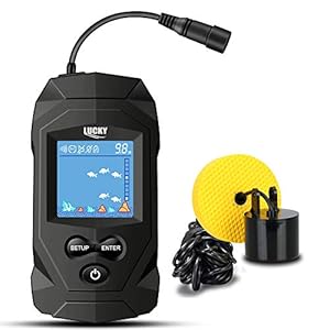 LUCKY Portable Fish Finders Wired Transducer Kayak Fish Finder Kit Portable Depth Finder LCD Display for Kayak Boat Ice…