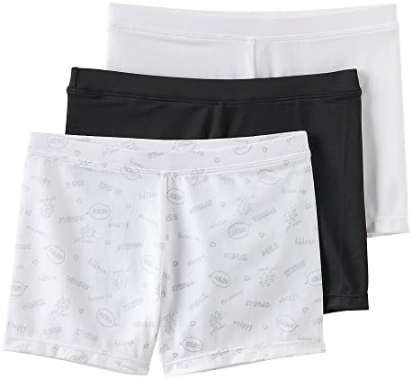 Playground Pals Mini-shorts 3-pack (Medium 7-8, Silver Words Black White)