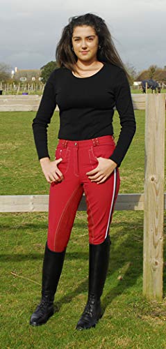 Rhinegold 0 Elite Prestige Breeches-UK 8 (EU 36)-Red Reithose, rot, Size 8 (EU36)
