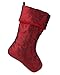 Classic Red Christmas Stocking - Embroidered Taffeta