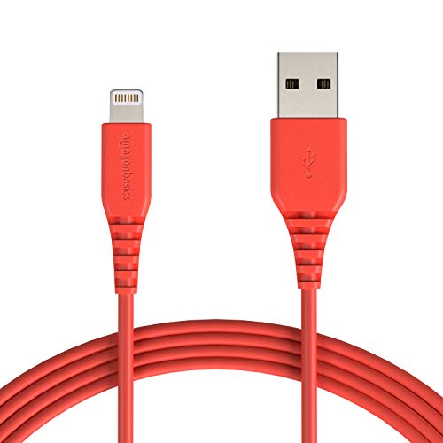 AmazonBasics Lightning to USB A Cable, MFi Certified iPhone Charger, Red, 10 Foot