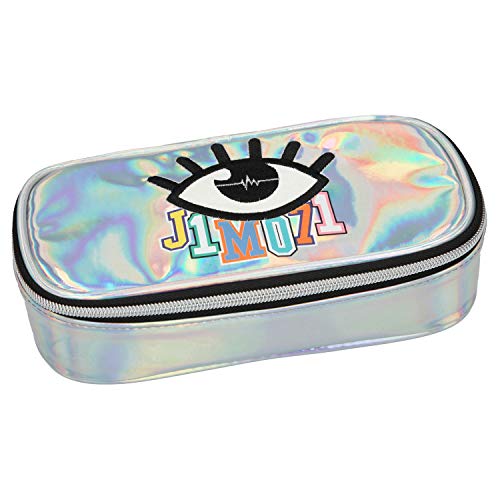 Depesche10506 Pencil Case with Pen Loops and Triangle Compartment Lisa and Lena J1MO71 Holo Silver Multi-Coloured