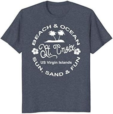 Mens ST. CROIX US VIRGIN ISLANDS BEACH &amp; OCEAN VACATION T-SHIRT 2XL Heather Blue