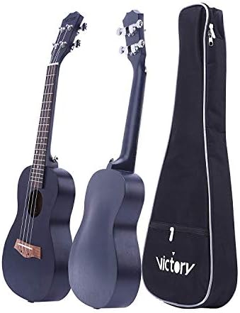 Hotsaleuk Concert Ukulele 23 Inch Mahogany Aquila String, Beginner Kit Tuner Gig Bag Straps and Picks - (23, black)