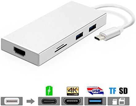 USB C to USB Adapter,USB C Hub Type C to HDMI 4K 3 Port USB 3.0 TF SD Card Slot Multiport Adapter for MacBook / MacBook Pro … (usbc hub)