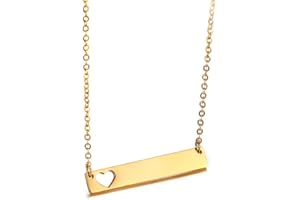 Simple Hollow Heart Bar Necklaces for Women Stainless Steel Personalize Engrave ID Pendant Jewelry Nice