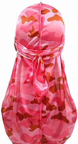 NACOLA 2PCS Camouflage Print 360,540,720 Waves Long Tail Durag Turban Bandana