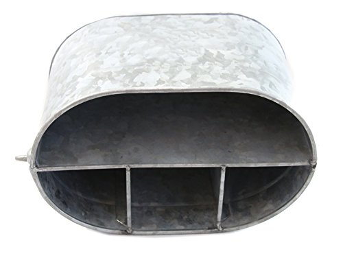 WellPackBox Large Galvanized Tub Caddy Tin Serveware Utensil Organizer Utensil Picnic Napkin Metal Farmhouse Rustic Holder