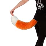 Pawstar Furry Fox Plush Mini Tail Adult Costume Cosplay - Orange and White
