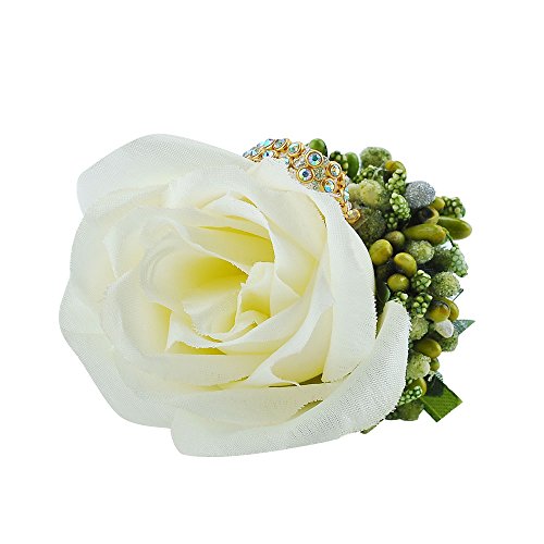 YSUCAU Rose Silk Corsage / Boutonnieres, Handmade Groom Groomsman Best Man Wedding Flowers, DIY Flowers for Wedding Prom Party (Gift Box Of 4)