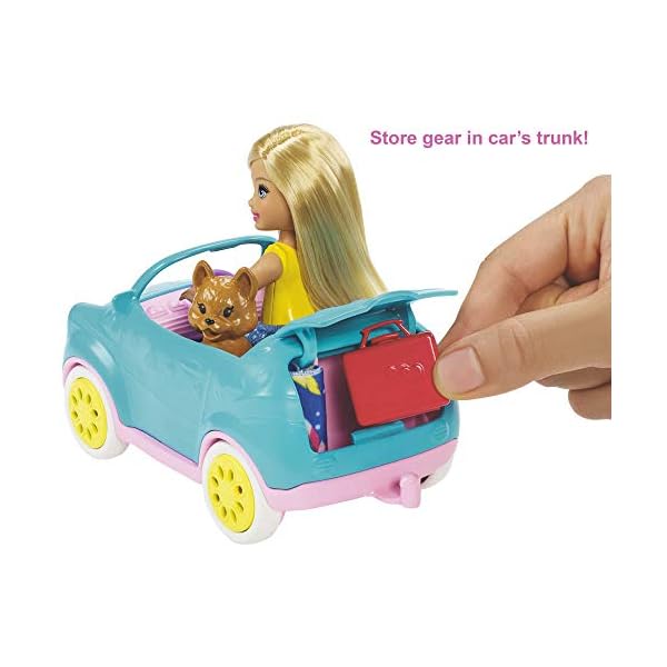 Barbie-Club-Chelsea-Camper Barbie Club Chelsea Camper Playset with Chelsea Doll, Puppy, Car, Camper, Firepit, Guitar and 10 Accessories, Gift for 3…